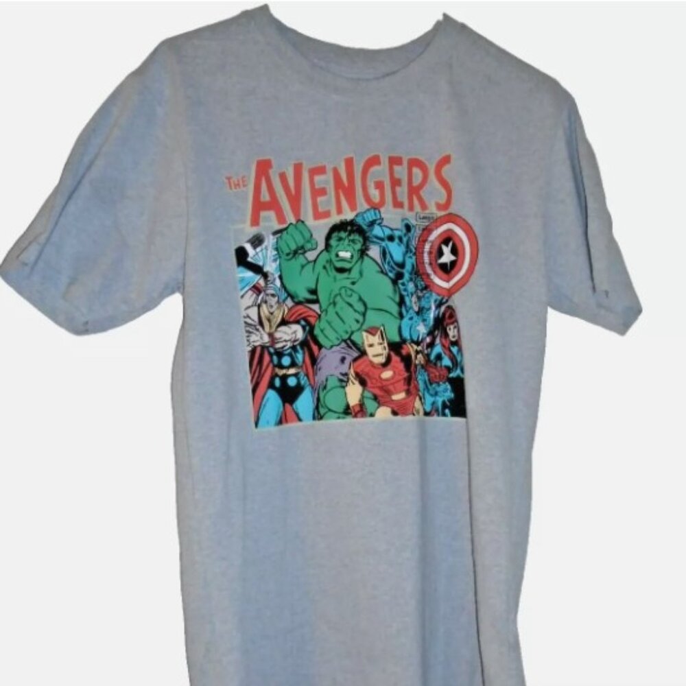 Marvel Logo C-Life Group Grey T-Shirt Avengers Super Heroes XL, L, M, S Sizes